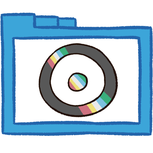  A hollow blue folder with thick lineart. Inside of it is the disability sun symbol with the disability flag on it.